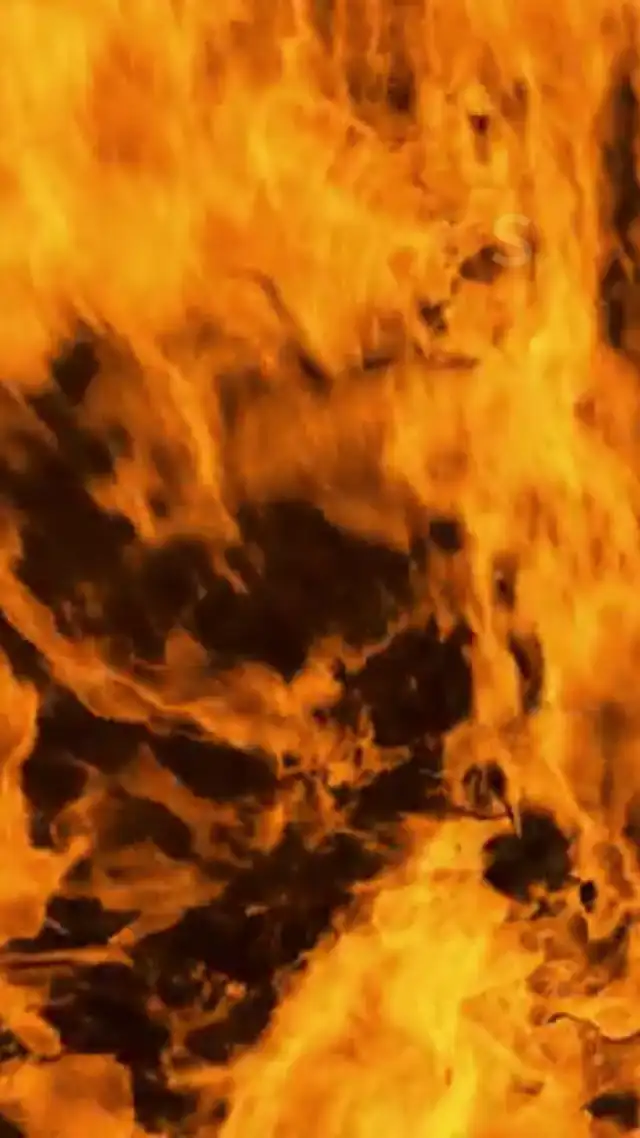 Close-up of open flames during a house fire